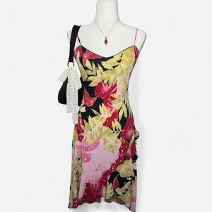 Vintage High Fashion Y2K Fairycore Tropical Midi Slip Dress